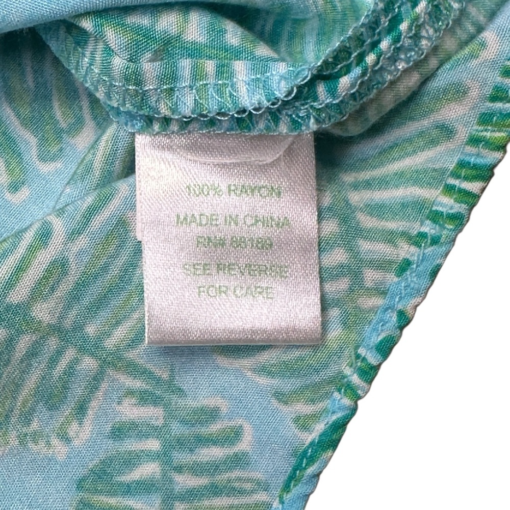 Lilly Pulitzer Shift Shirt Dress Tropical Leaf‎ Blue Green Rayon Size 0 - Picture 6 of 9